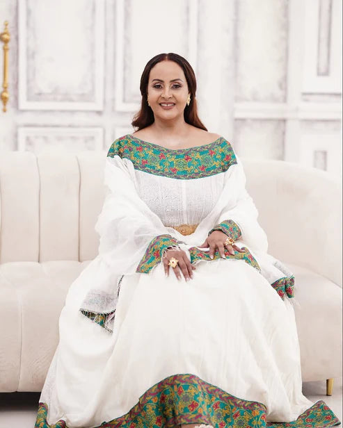 Dazzling Green Habesha Dress