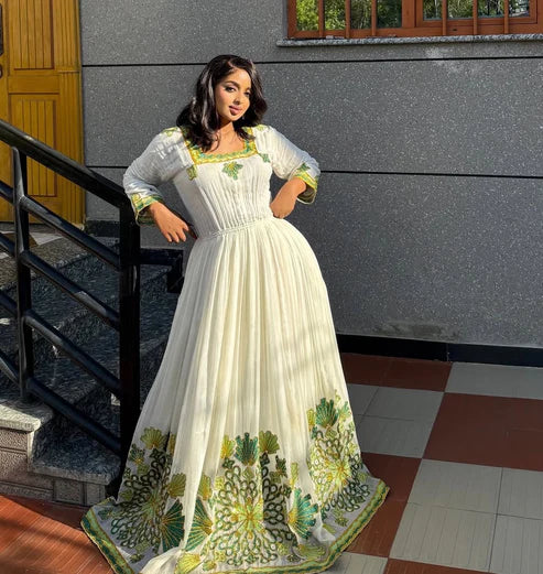 Appealing Green Traditional Ethiopian Dress