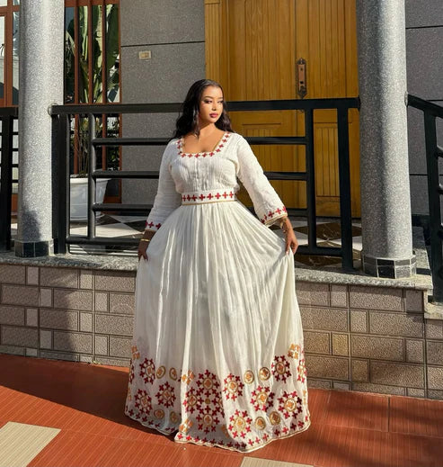 Lovely Red and Golden Ethiopian Dress