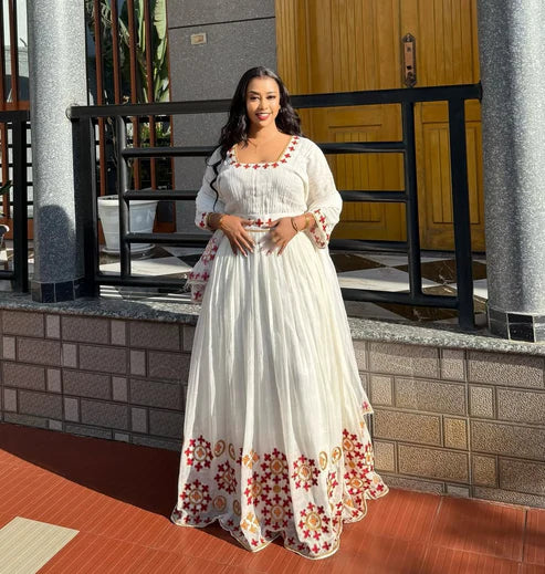 Lovely Red and Golden Ethiopian Dress