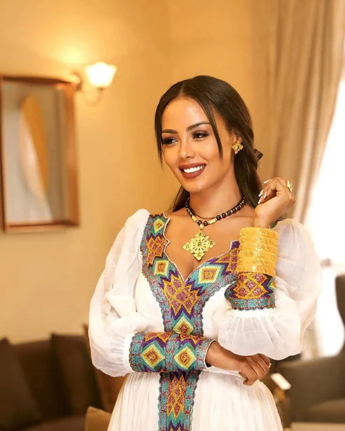 Charming Colorful Cultural Ethiopian Dress