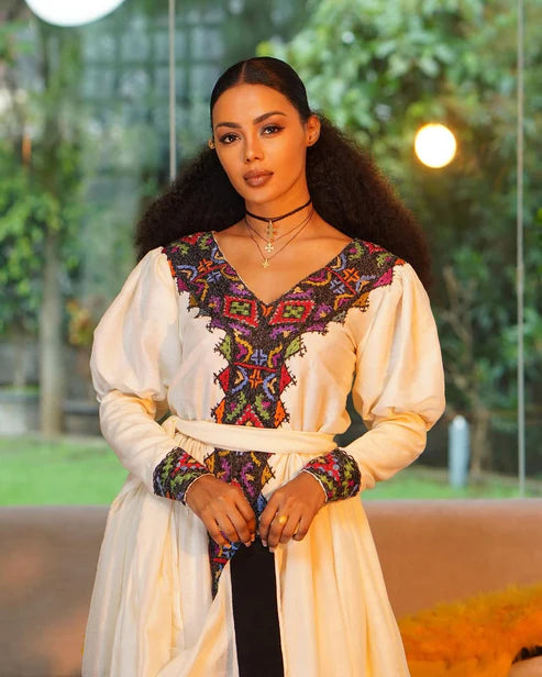 Simple Look with Dark Traditional Ethiopian Dress