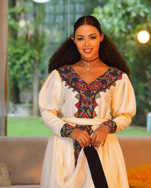 Simple Look with Dark Traditional Ethiopian Dress