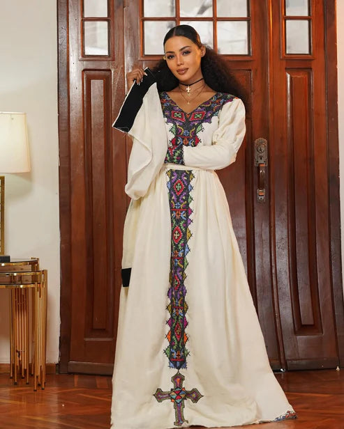 Simple Look with Dark Traditional Ethiopian Dress