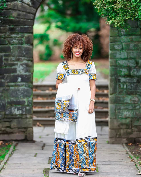 Classic Design on Multicolored Ethiopian Dress
