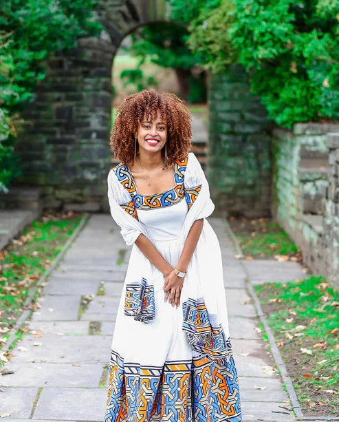 Classic Design on Multicolored Ethiopian Dress