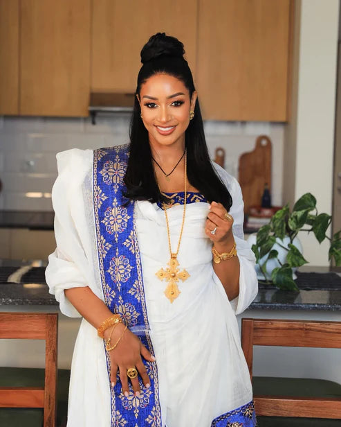 Charming Dark Blue Habesha Dress