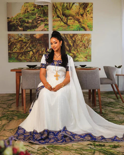 Charming Dark Blue Habesha Dress