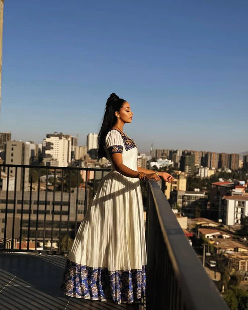 Charming Dark Blue Habesha Dress