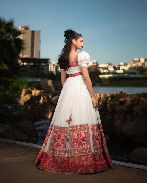 Enchanting Red Traditional Ethiopian Dress:
