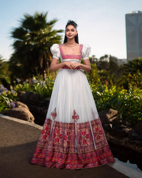 Enchanting Red Traditional Ethiopian Dress: